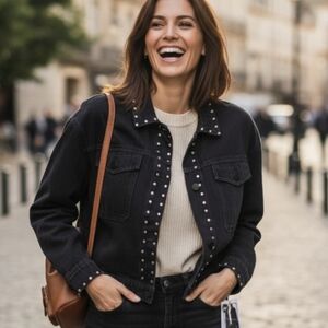 Studded Black Denim Jacket